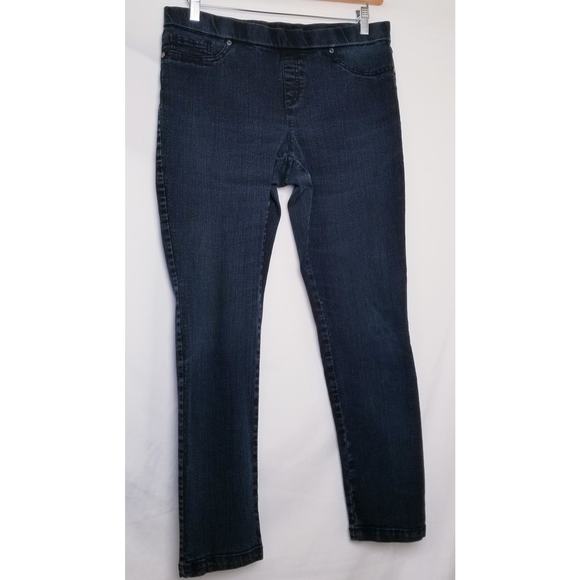 Faded Glory Black Narrow Straight Leg Pull On Stretch Jeans Dark Wash Size 12 - Picture 1 of 6